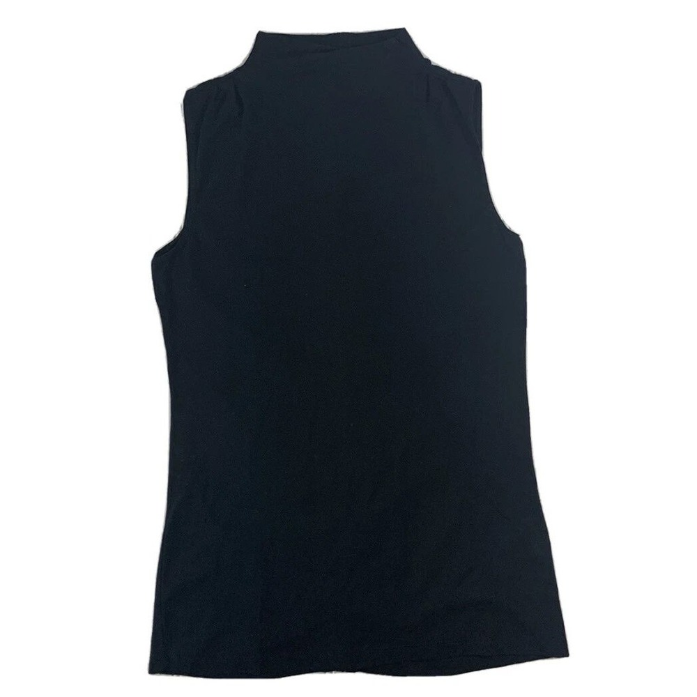 Donna Degnan Mock Neck Top Womens S Black Ruched Back Sleeveless Minimalist - Picture 4 of 9